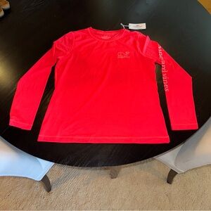NWT Vineyard Vines Long Sleeve Whale Swim Shirt in Neon Coral, size L